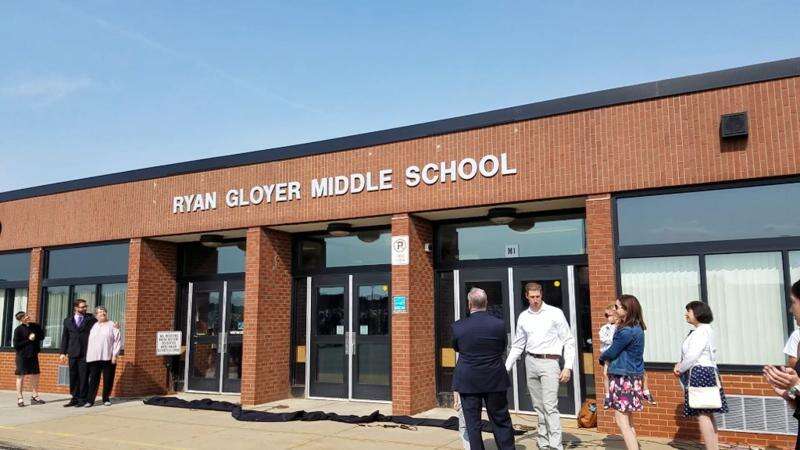 Entrance of Ryan Gloyer Middle School ribbon cutting ceremony 2017